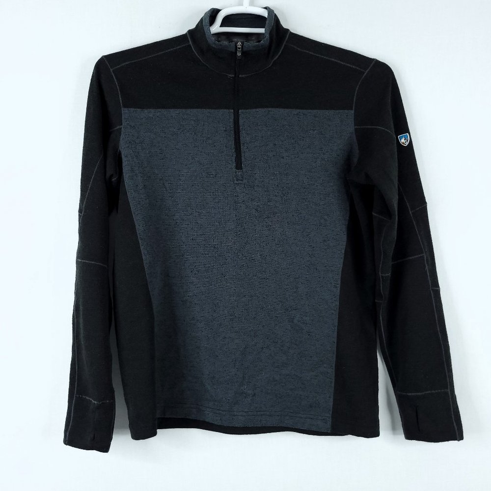 Kuhl 1/4 Zip Black Gray Pullover Sweatshirt Men's M Medium